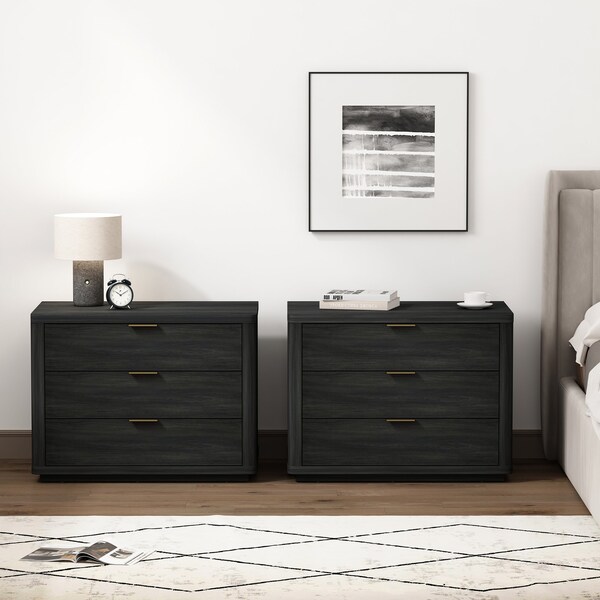 Manhattan Comfort Evelyn 32in Nightstand 4.0 in Charcoal Grey - Set of 2 - 2-NS014-CH