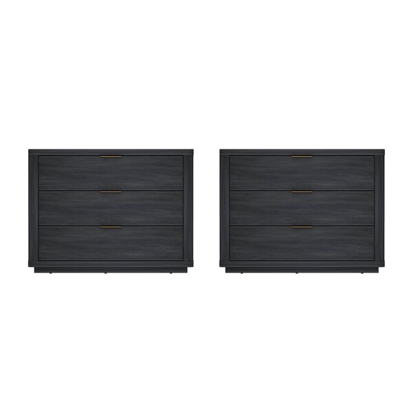 Manhattan Comfort Evelyn 32in Nightstand 4.0 in Charcoal Grey - Set of 2 - 2-NS014-CH