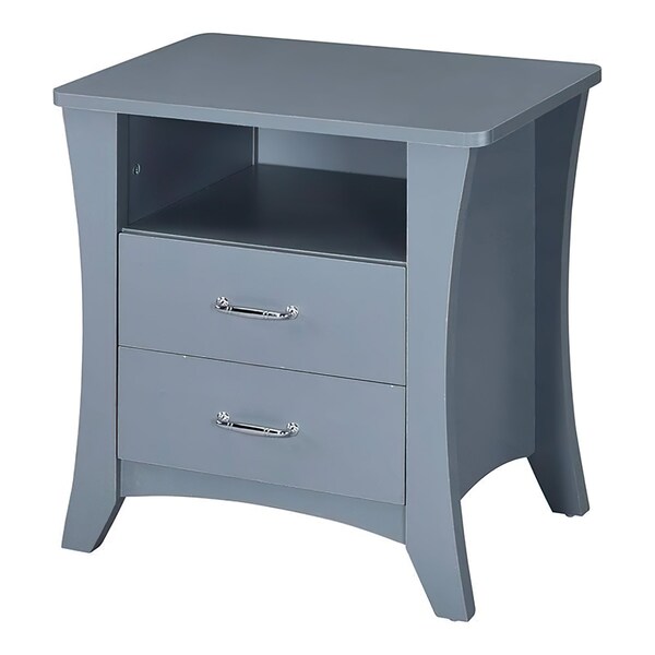 Acme 2-Drawer Wooden Nightstand in Gray - ER-0129GY