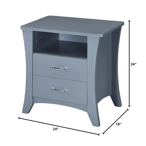 Acme 2-Drawer Wooden Nightstand in Gray - ER-0129GY