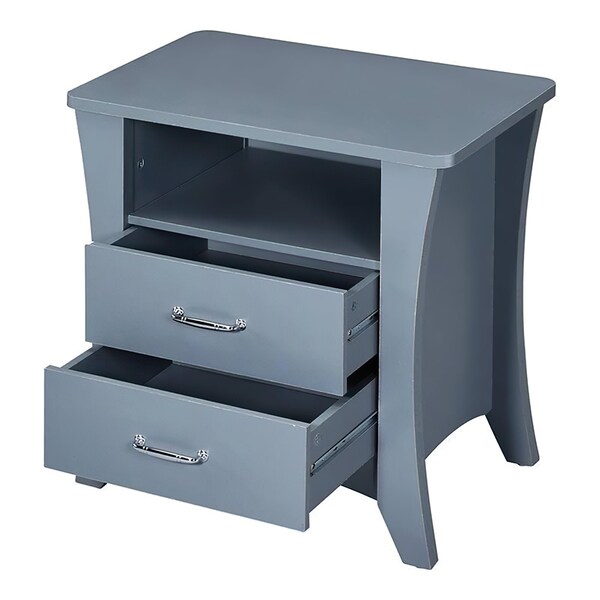 Acme 2-Drawer Wooden Nightstand in Gray - ER-0129GY