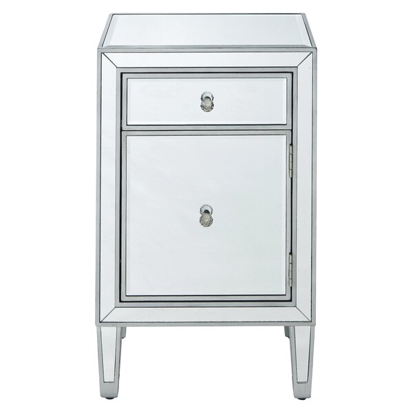 Elegant Decor Nighstand 1 Drawer 18In. W X 13In. D X 29In. H In Antique Silver Paint - MF72035