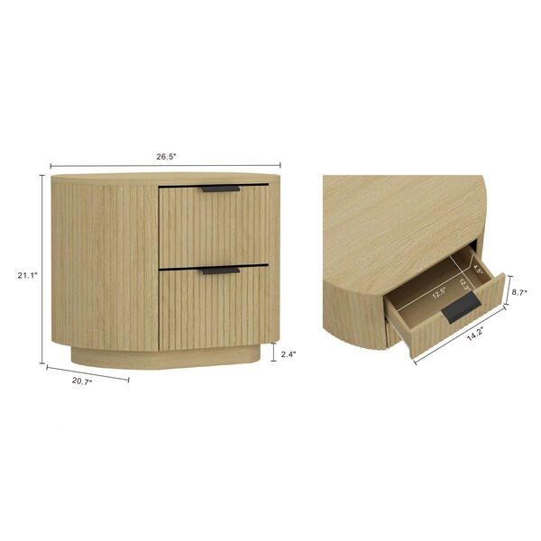 Manhattan Comfort Olivia Nightstand in Natural Oak and Black - NS010-NO