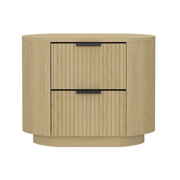 Manhattan Comfort Olivia Nightstand in Natural Oak and Black - NS010-NO