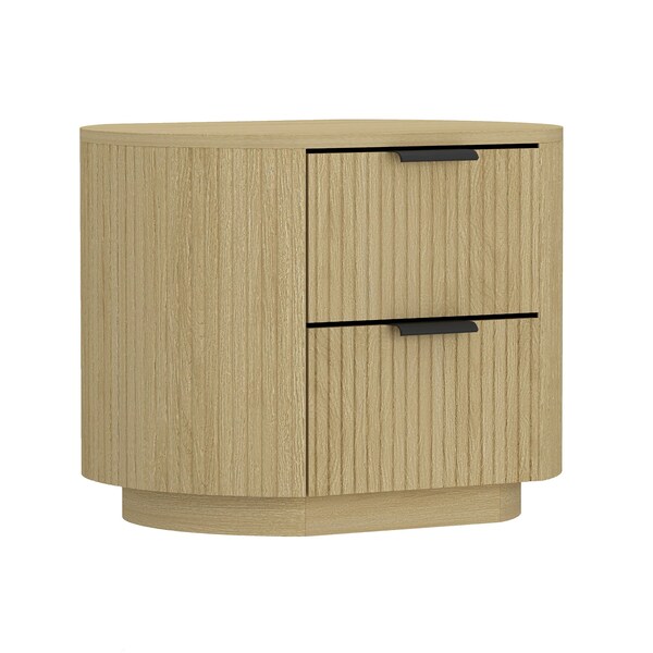 Manhattan Comfort Olivia Nightstand in Natural Oak and Black - NS010-NO