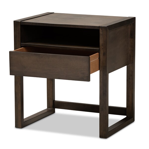 Baxton Studio Inicio Ash Brown Finished 1-Drawer Wood Nightstand - 157-9080