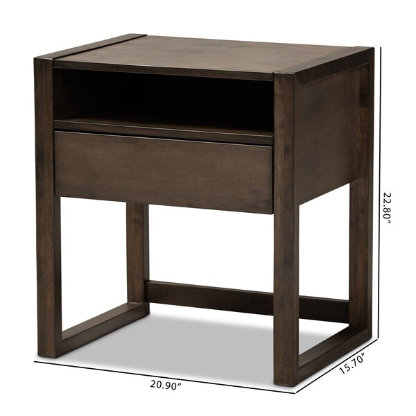 Baxton Studio Inicio Ash Brown Finished 1-Drawer Wood Nightstand - 157-9080
