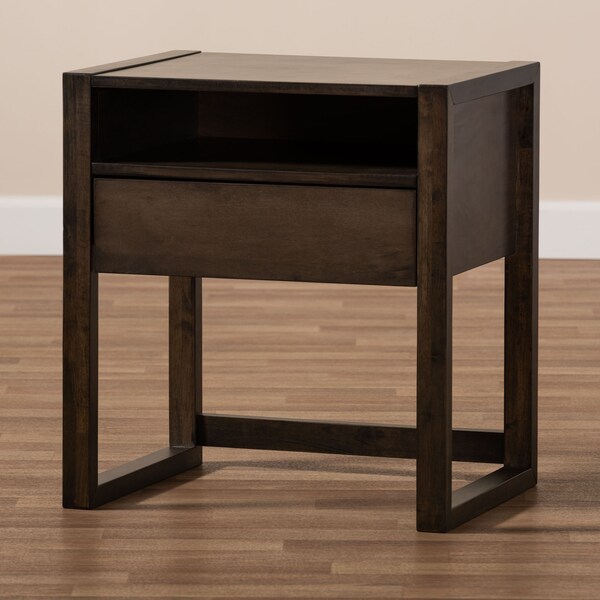 Baxton Studio Inicio Ash Brown Finished 1-Drawer Wood Nightstand - 157-9080