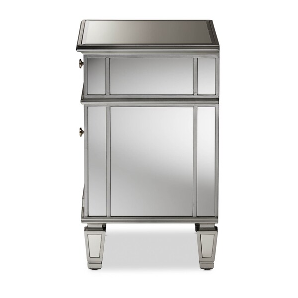 Baxton Studio Sussie Hollywood Regency Glamour Style Mirrored 2-Drawer Nightstand - 136-7486