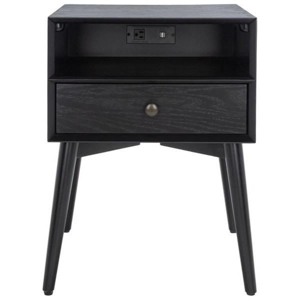 Safavieh Scully Nightstand with USB, Black & Antique Gold - NST6408B