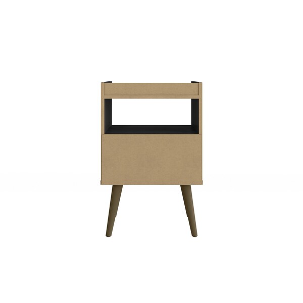 Manhattan Comfort Bogart Nightstand in Black and Nature - 256BMC8