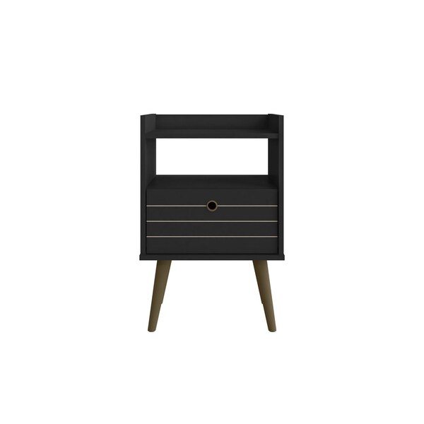Manhattan Comfort Bogart Nightstand in Black and Nature - 256BMC8