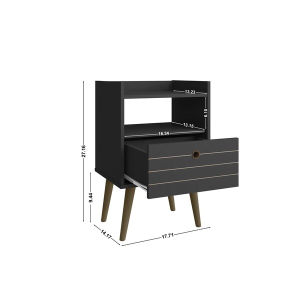 Manhattan Comfort Bogart Nightstand in Black and Nature - 256BMC8