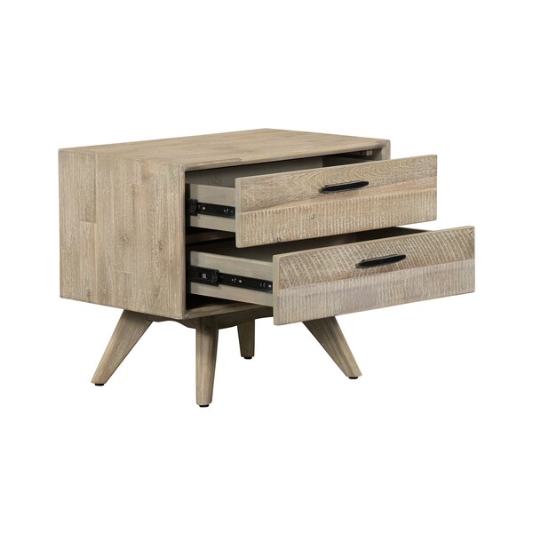 Armen Living Baly Acacia Mid-Century Gray 2 Drawer Night stand - LCLFLAGR