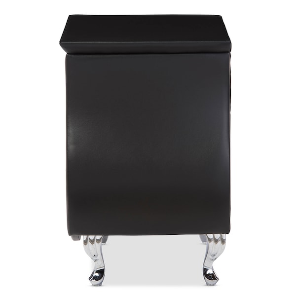 Baxton Studio Erin Modern and Contemporary Black Faux Leather Upholstered Nightstand - 120-6442