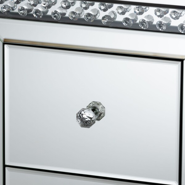 Baxton Studio Mina Hollywood Style Mirrored Three Drawer Nightstand Bedside Table - 150-9181