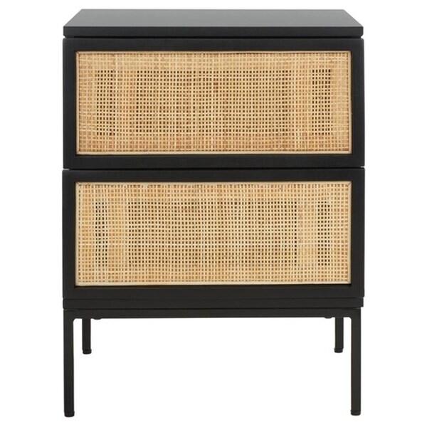 Safavieh Zadie 2 Drawer Rattan Nightstand, Black - NST5007D