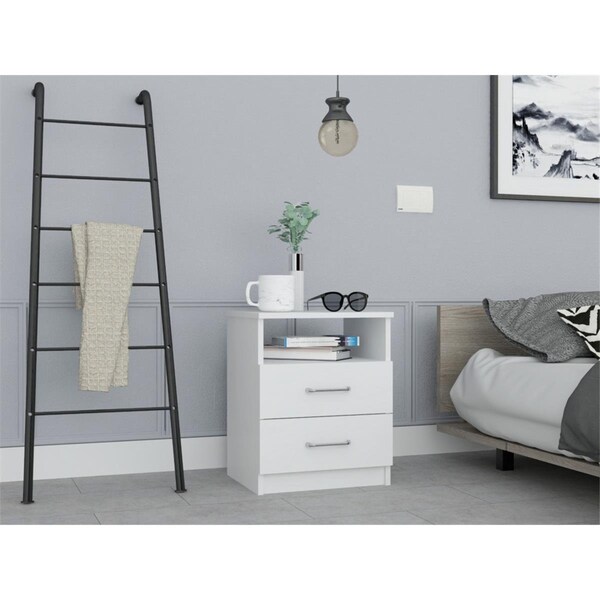 Homeroots Modern & Stylish Particle Bedroom Nightstand, White - 477901