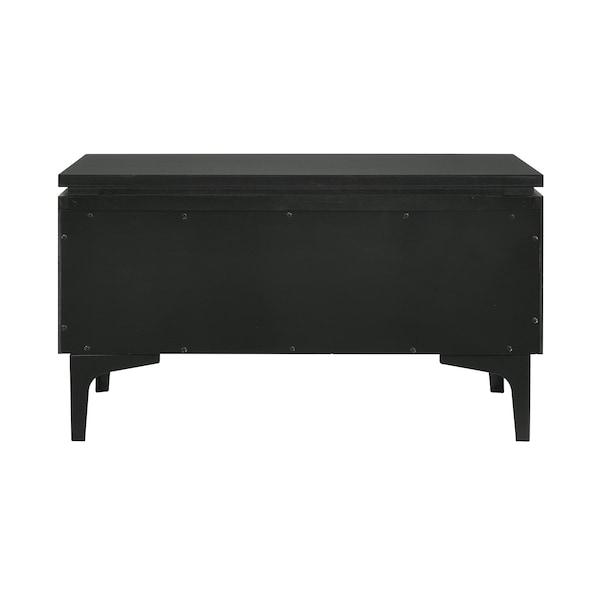 Armen Living Legend Black Glaze Ash Veneer 1 Drawer Nightstand with Metal Legs - LCLELABL