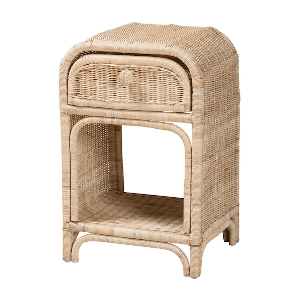 Baxton Studio Magni Modern Bohemian Natural Brown Rattan 1-Drawer Nightstand - 231-13154-ZORO