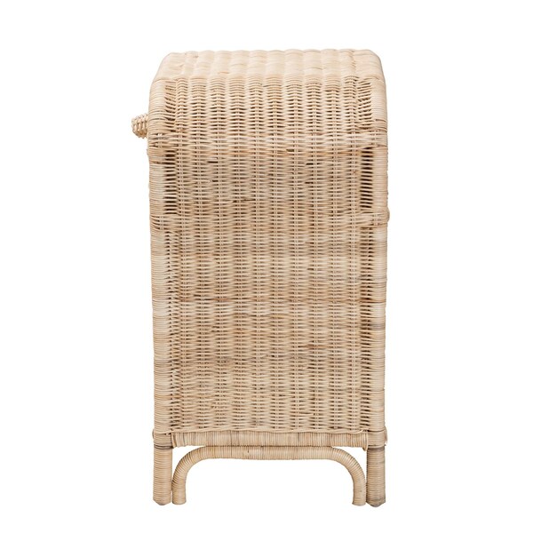 Baxton Studio Magni Modern Bohemian Natural Brown Rattan 1-Drawer Nightstand - 231-13154-ZORO