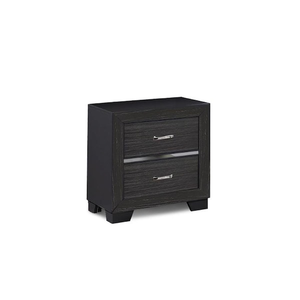 Bella Esprit 23 in. 2 Drawer Wooden Nightstand, Charcoal - 52578-NS