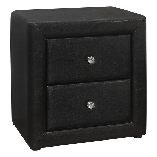 Monarch Specialties Bedroom Accent, Nightstand, End, Side, Lamp, Bedroom, Upholstered, Pu Leather Look, Black - I 5603