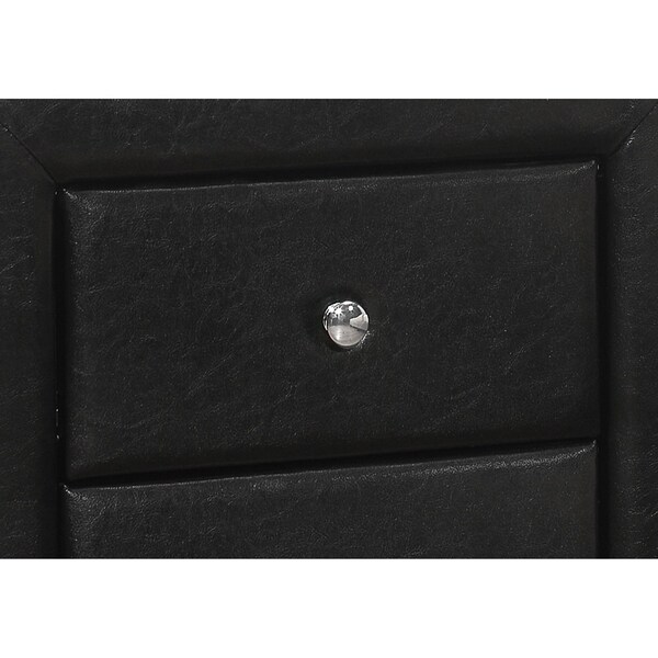Monarch Specialties Bedroom Accent, Nightstand, End, Side, Lamp, Bedroom, Upholstered, Pu Leather Look, Black - I 5603