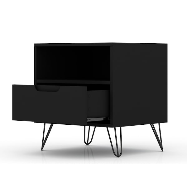 Manhattan Comfort Rockefeller Nightstand 1.0 in Black (Set of 2) - 2-101GMC2