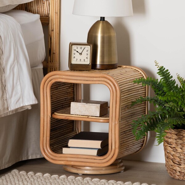 Bali & Pari Bethari Bohemian Natural Rattan Nightstand - 244-13677-ZORO
