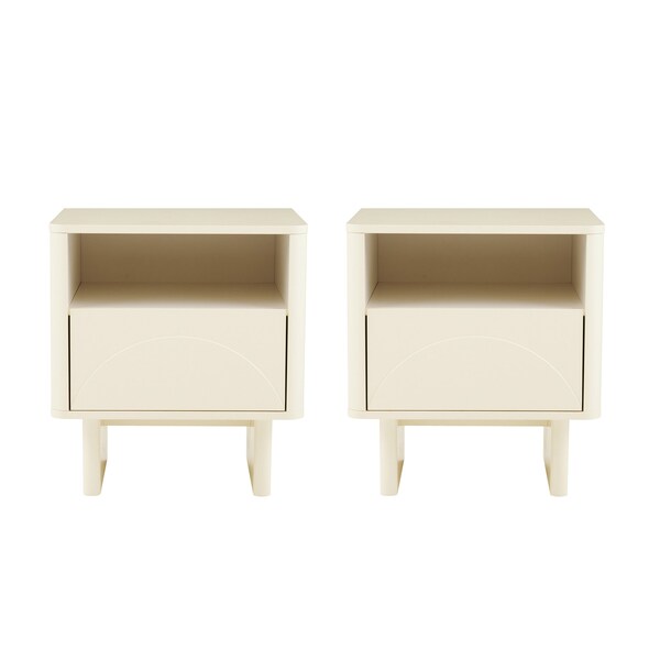 Manhattan Comfort Ella Nightstand in Cream- Set of 2 - 2-NS005-CR