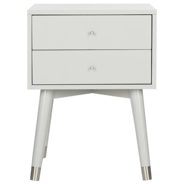 Safavieh 24 x 18 x 18 in. Lyla Mid Century Retro Silver Cap Night Stand, Grey & Silver - FOX6234C