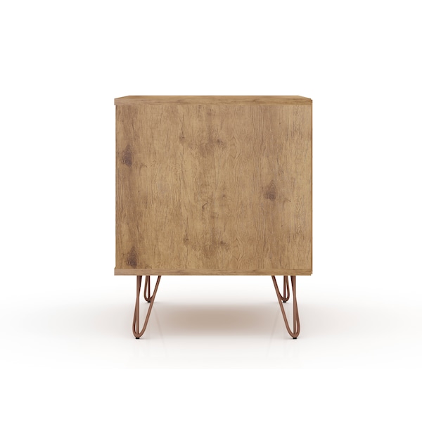 Manhattan Comfort Rockefeller 2.0 Nightstand, Nature and Rose Pink - 102GMC6