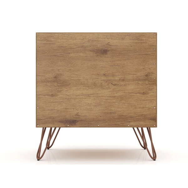 Manhattan Comfort Rockefeller 2.0 Nightstand, Nature and Rose Pink - 102GMC6