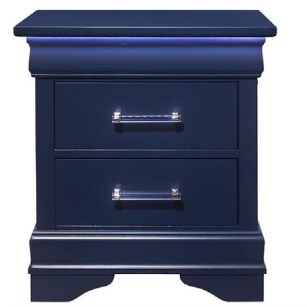 Convenience Concepts CHARLIE-BLUE-NS W-LED Charlie Modern & Contemporary Nightstand, Blue - HI2978275