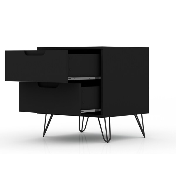 Manhattan Comfort Rockefeller Nightstand 2.0 in Black (Set of 2) - 2-102GMC2