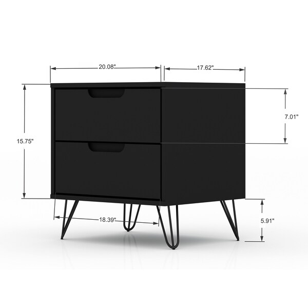 Manhattan Comfort Rockefeller Nightstand 2.0 in Black (Set of 2) - 2-102GMC2