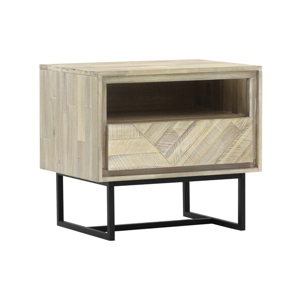 Armen Living Peridot 1 Drawer Nightstand in Natural Acacia Wood - LCPELANAT