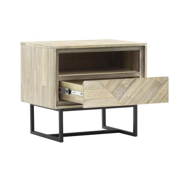 Armen Living Peridot 1 Drawer Nightstand in Natural Acacia Wood - LCPELANAT