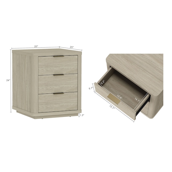 Manhattan Comfort Evelyn Nightstand in Natural - Set of 2 - 2-NS013-NA
