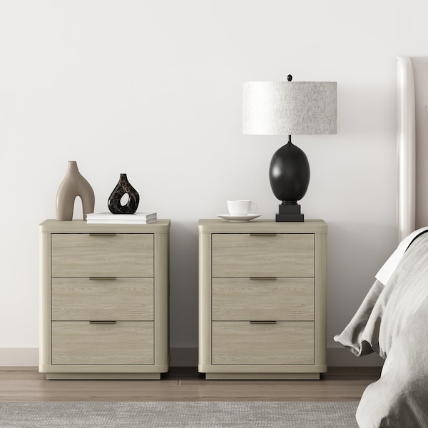 Manhattan Comfort Evelyn Nightstand in Natural - Set of 2 - 2-NS013-NA