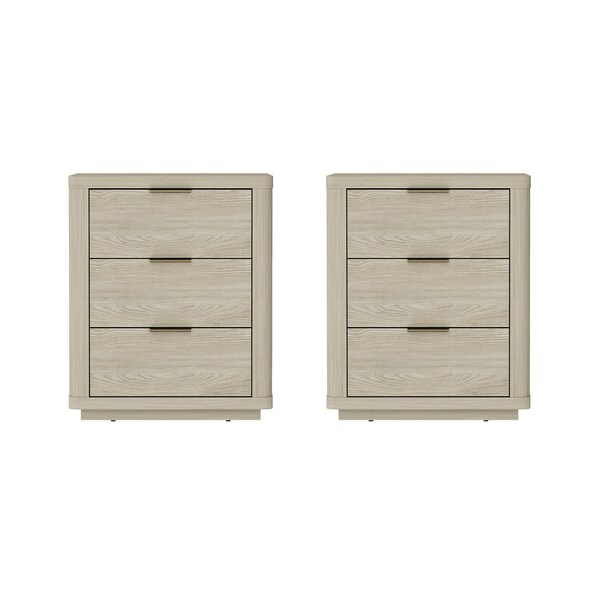 Manhattan Comfort Evelyn Nightstand in Natural - Set of 2 - 2-NS013-NA