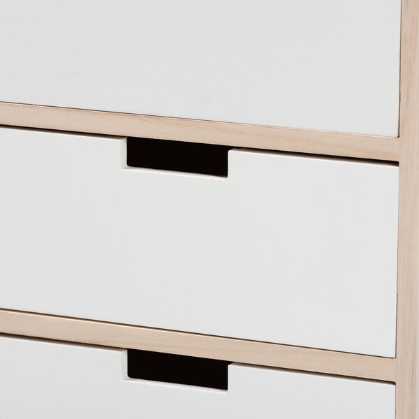 Baxton Studio Halian Mid-Century Two-Tone White and Light Brown Finished Wood 3-Drawer Nightstand - 200-12252-ZORO