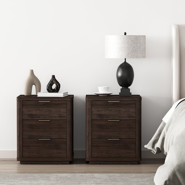 Manhattan Comfort Evelyn Nightstand in Brown - Set of 2 - 2-NS013-BR