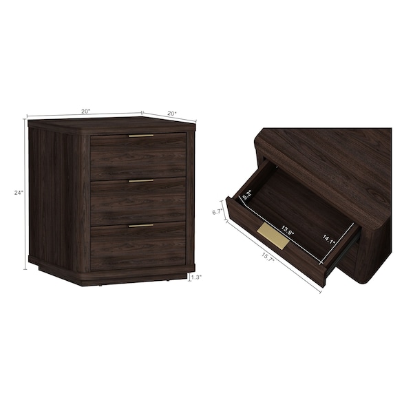 Manhattan Comfort Evelyn Nightstand in Brown - Set of 2 - 2-NS013-BR