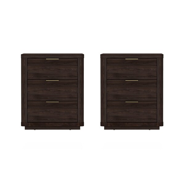 Manhattan Comfort Evelyn Nightstand in Brown - Set of 2 - 2-NS013-BR