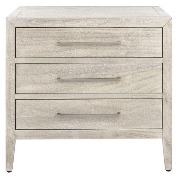 Safavieh Ariella 3 Drawer Wood Nightstand, Light Grey - SFV7703C