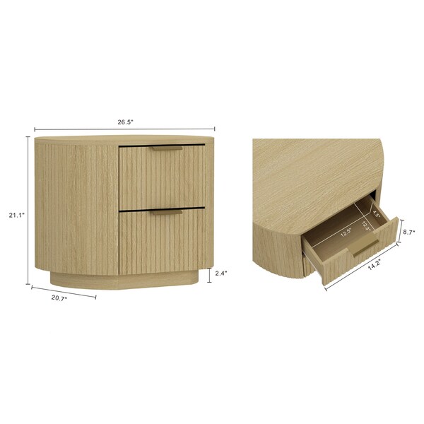 Manhattan Comfort Olivia Nightstand in Natural Oak and Gold - NS010-GNO