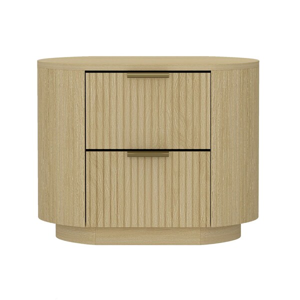 Manhattan Comfort Olivia Nightstand in Natural Oak and Gold - NS010-GNO