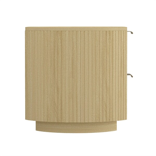Manhattan Comfort Olivia Nightstand in Natural Oak and Gold - NS010-GNO